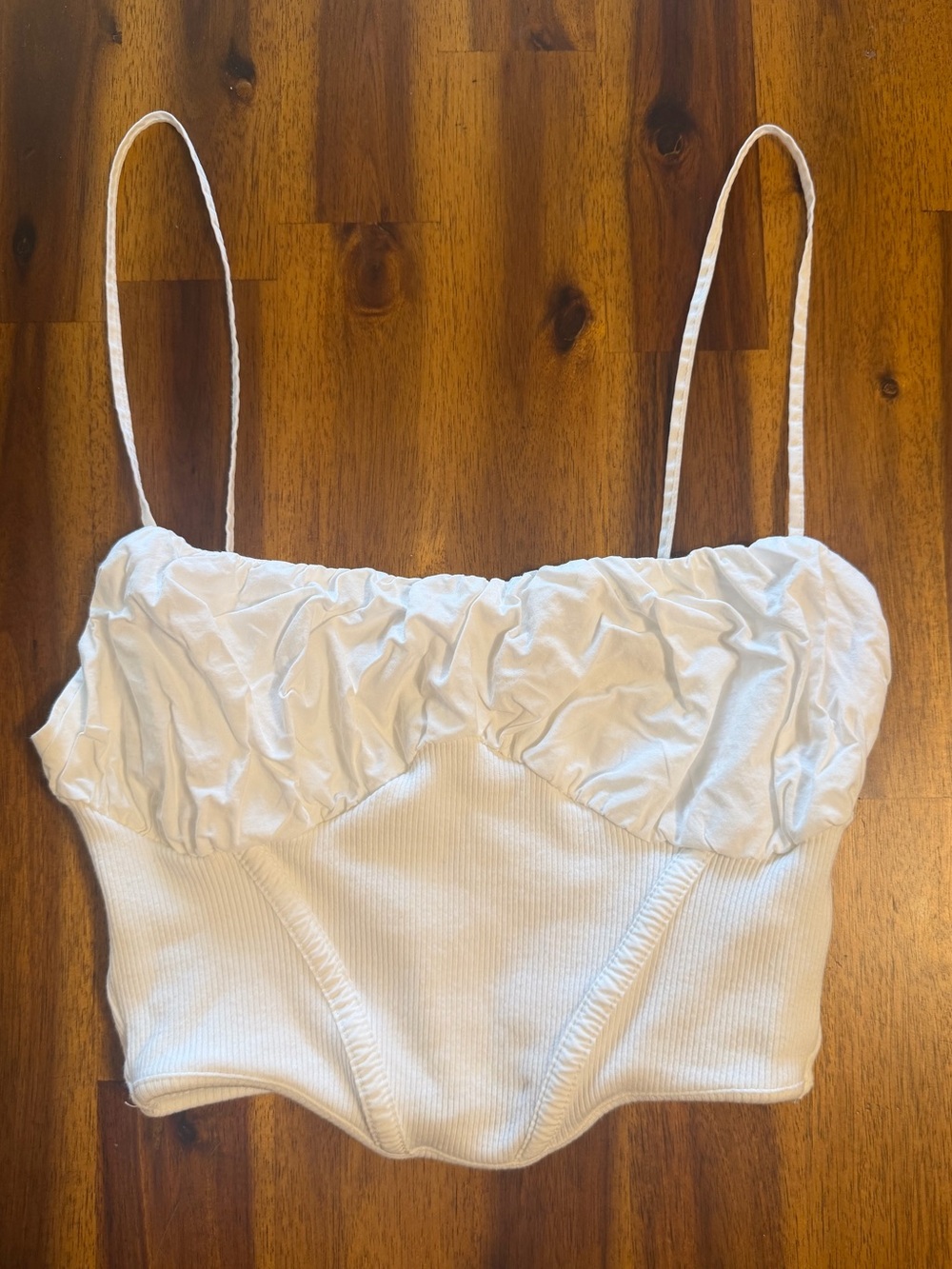 Zara White Ruched Bust Cropped Corset Bustier Cami Tank Top